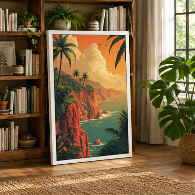 Tropical Paradise Cliffs Vintage - Wrapped Canvas