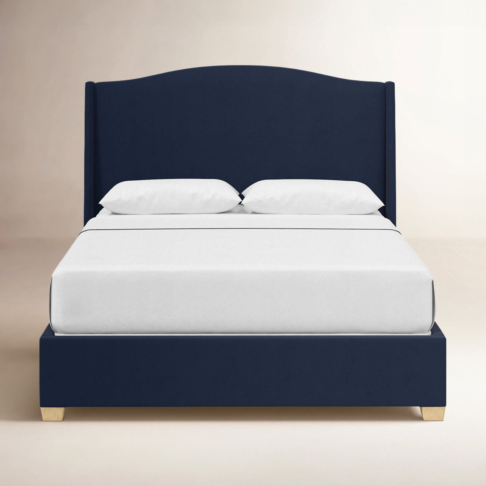 Allis Wingback Platform Bed, Queen, Classic Ink Performance Velvet