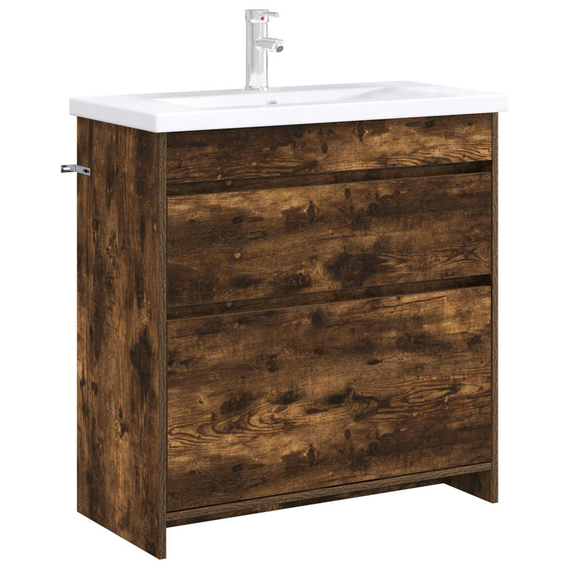 78.5 mm Single Double Bathroom Vanity Base, Smoked Oak