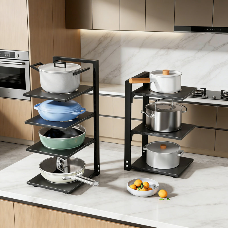 Carbon Steel Rectangle Countertop / Cabinet Pot Rack