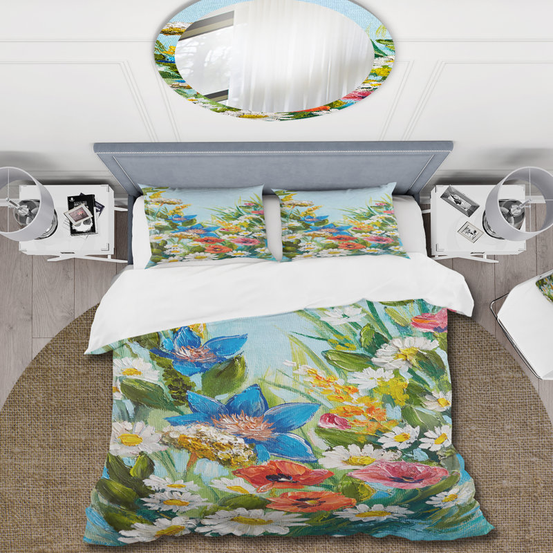 Still Life Of Colorful Wildflowers I - Ensemble de housse de couette traditionnel - Microfibre de polyester