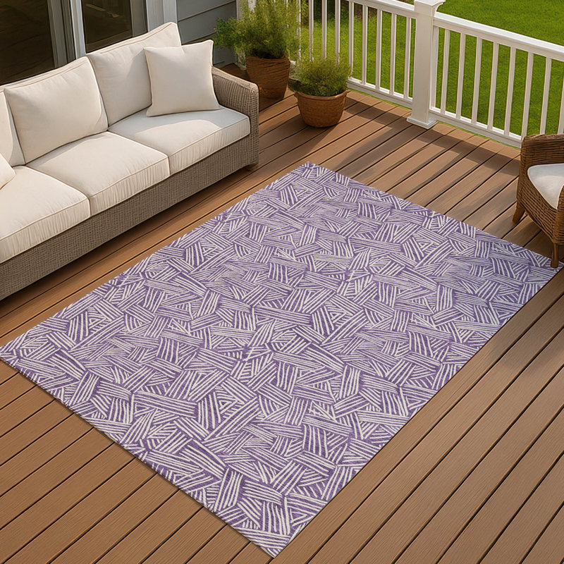 Machine Washable Indoor/Outdoor Chantille ACN2648 Geometric Rug, 9' x 12', Purple