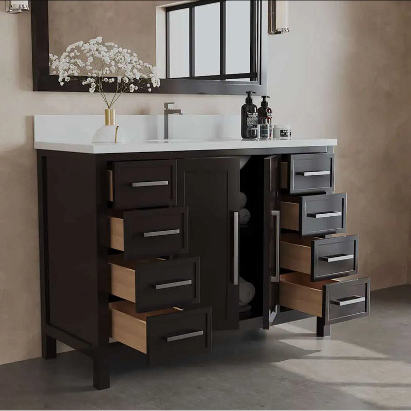 Ensemble de meuble-lavabo simple 48 po, Espresso, Espresso, Chrome