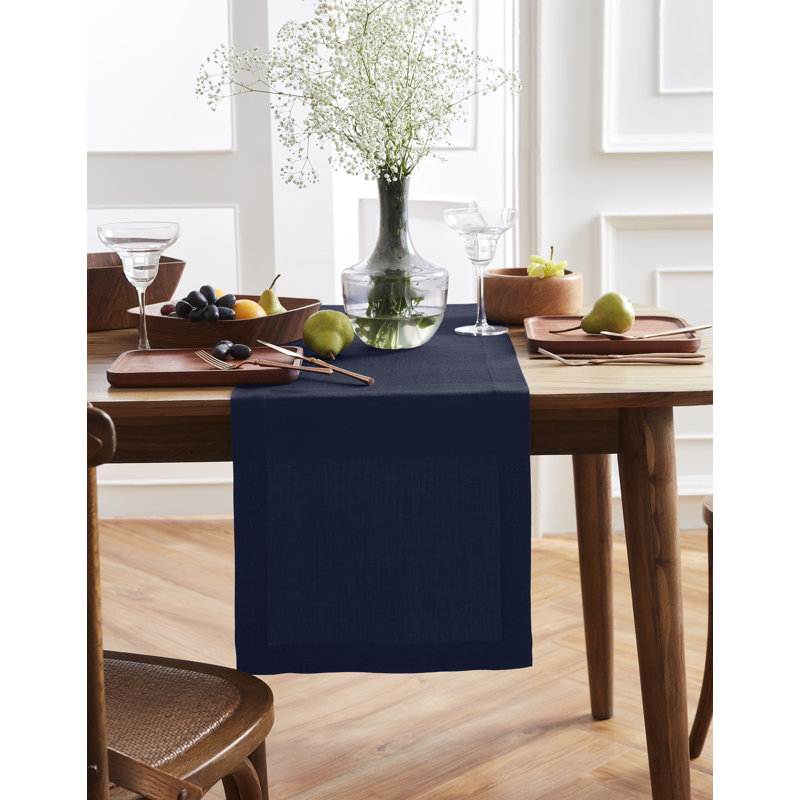 Sonoma - 100% Pure Linen Table Runner (Pre-Washed), Indigo Navy, 120" x 14"