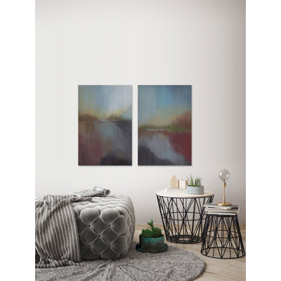 « canyon brume iii », ensemble de 2 reproductions de peintures à l’acrylique sur toile tendue
