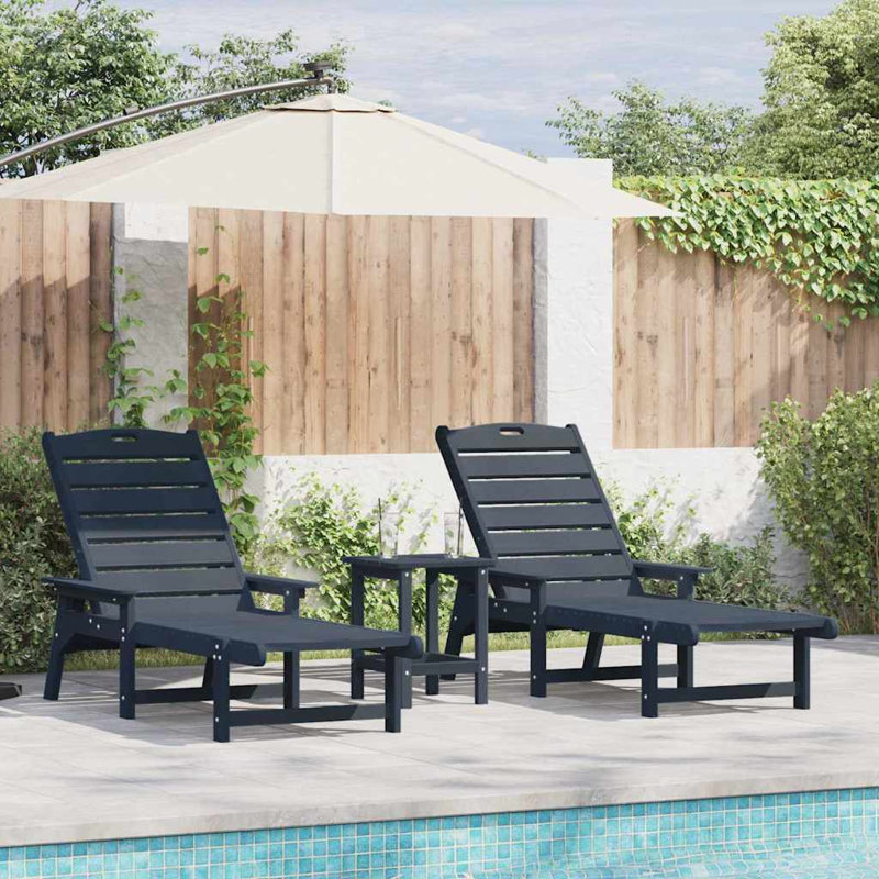 Sun Lounger Reclining Polyethylene Outdoor Garden Seating Modern Chair, Blue