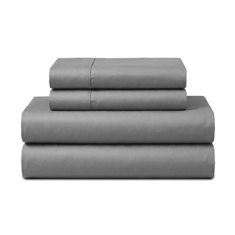 Ensemble de draps gris Beddora, Ensemble de draps pour lit simple avec deux taies, Gris