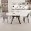 Tables de salle à manger extensibles de 47 à 63 po, équipées de 4 chaises de salle à manger rembourrées en tissu polyuréthane épais, d'une table de salle à manger, d'une table et d'une chaise élégantes et spacieuses, avec des pieds en métal noir-1908593509-1908593511