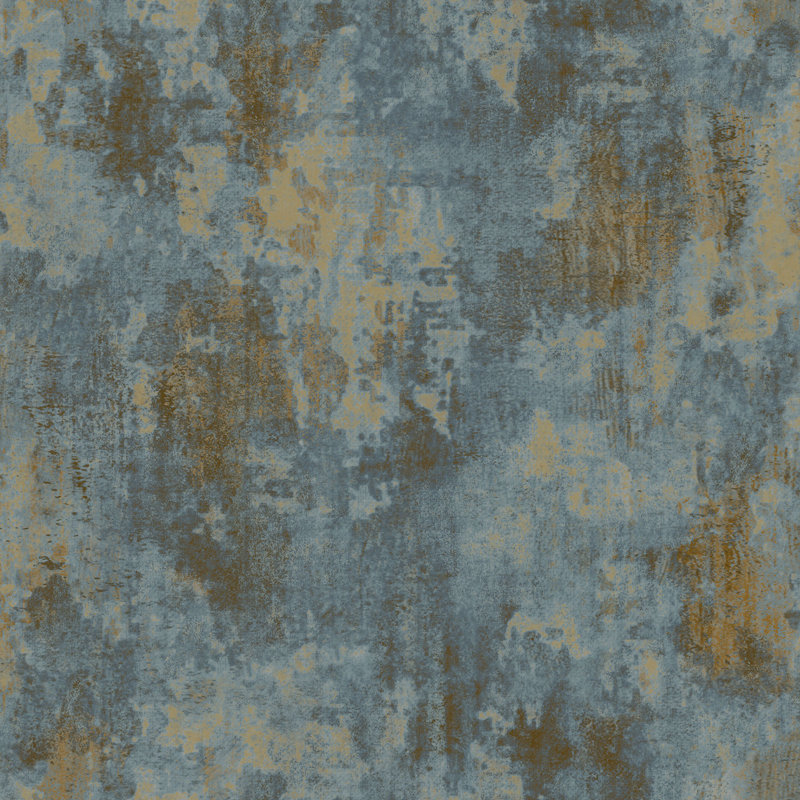 Harveysburg 10.05m x 53cm Textured Matte Wallpaper Roll, Blue/Gold