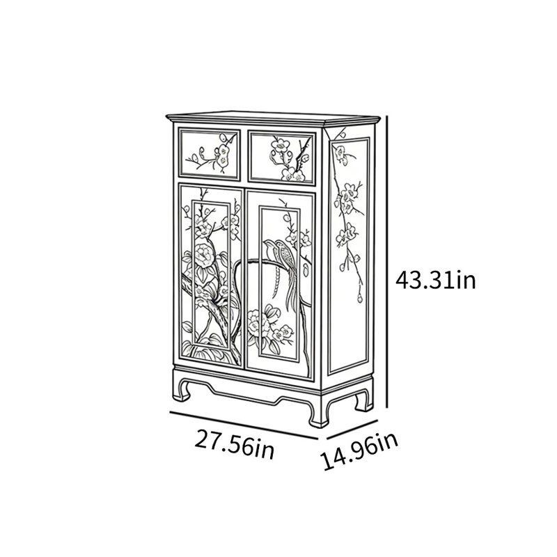 New Chinese Hand-Painted Shoe Storage Cabinet