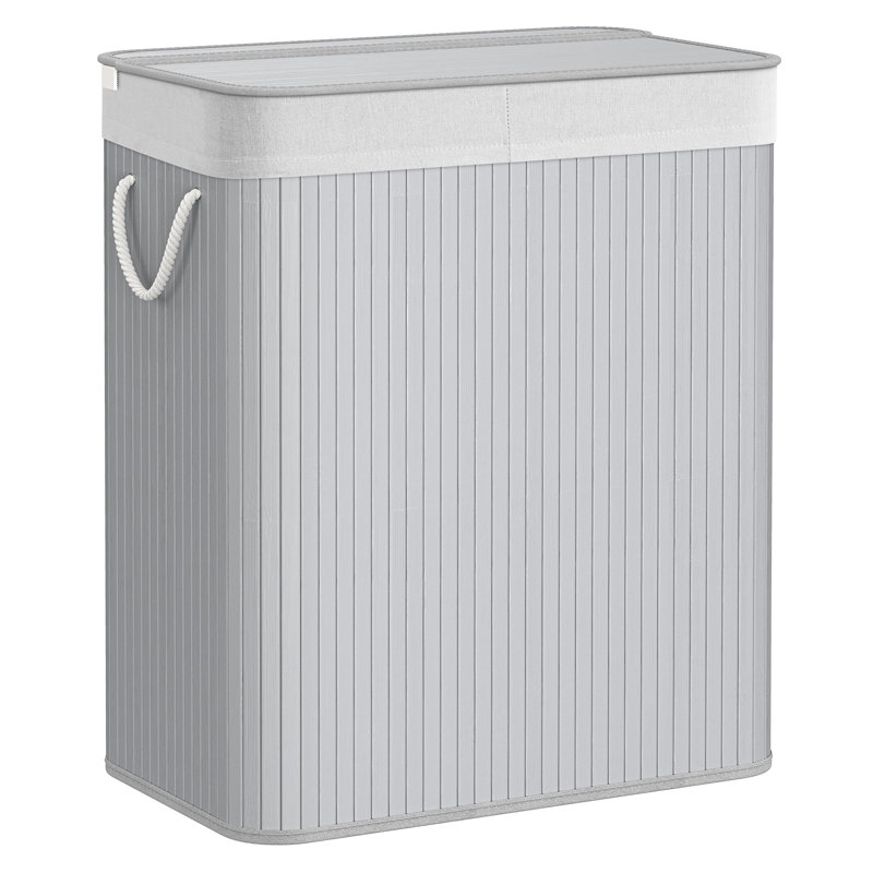 Bamboo Laundry Sorter with Handles, White