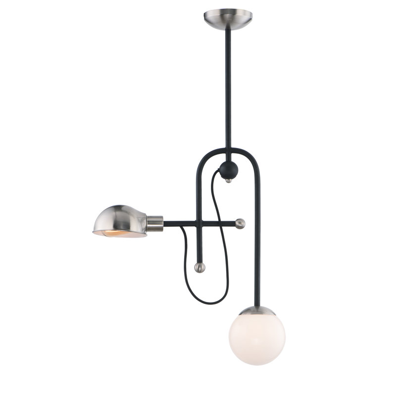 Luminaire suspendu sphère unique/à 2 lumières Goggans, Noir / nickel satiné