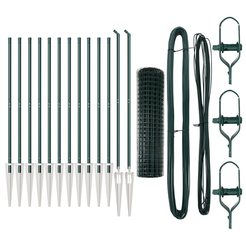 Galvanised Steel Border Fencing, Green, 120 x 2500 x 0.2 cm