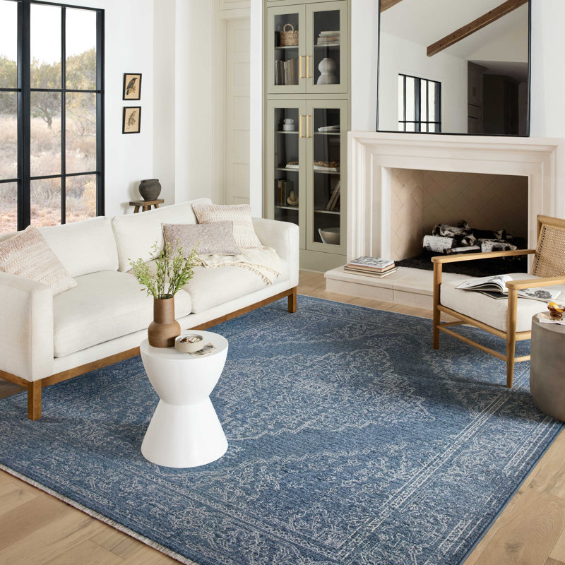 Vance Denim and Dove Rectangular Wool Blend Area Rug