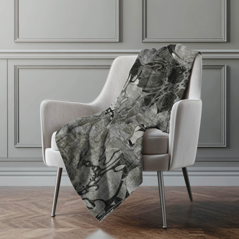 Jeté en sherpa floral Addison, Gris