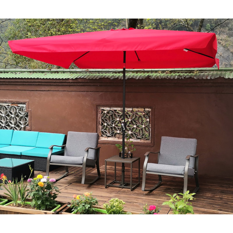 Parasol rectangulaire 10X6.5Ft avec support solide - Rouge pour la décoration, Rouge