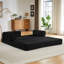 Canapé d'angle modulaire 2 places en velours côtelé noir, modèle infonuagique sans ossature apparente, pour salon. Multifonctionnel, confortable et prêt à l'emploi, sans montage. Parfait pour un appartement et une chambre d'amis.