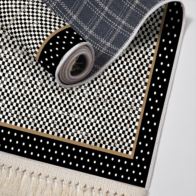 Tapis en polyester tissé à plat à la machine Odoaker, Rectangle 5 pi 3 po x 7 pi 7 po