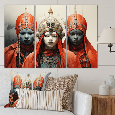" African Tribes Yoruba Masquerade II " 3 Piece Art Mixed Media Print