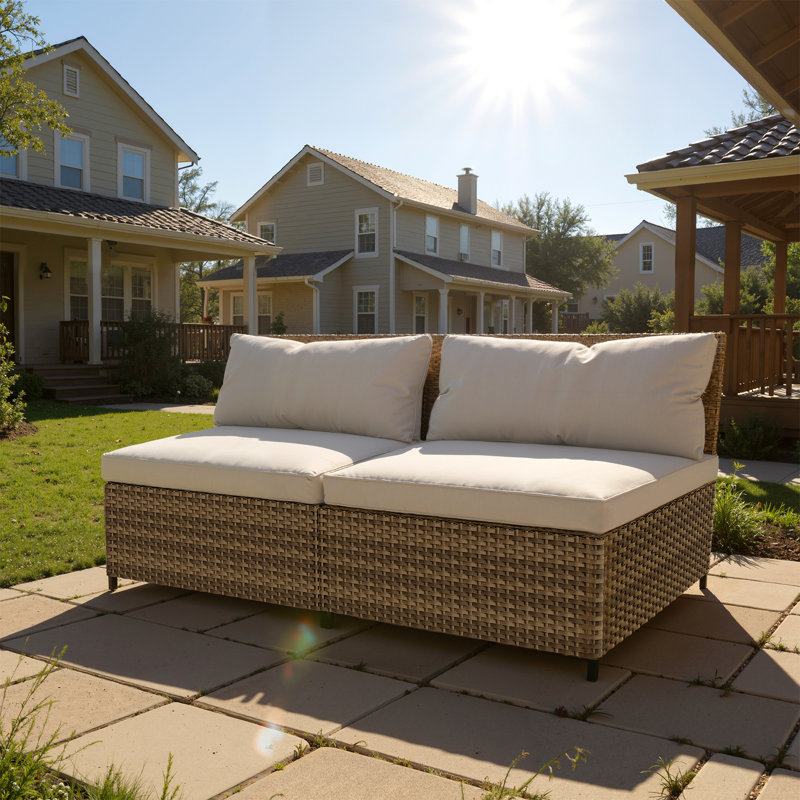 Causeuse d'extérieur Pe Wicker, Beige