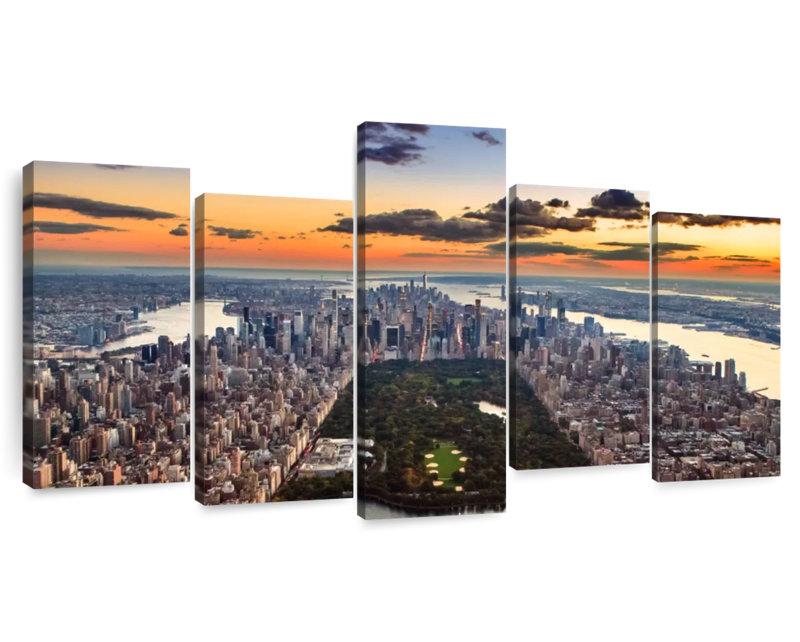 NY Central Park Aerial View, 24" H x 49" W