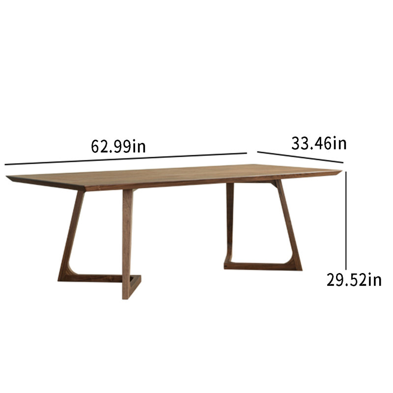 Walnut Solid Wood Dining Table, 33.46" W x 62.99" L
