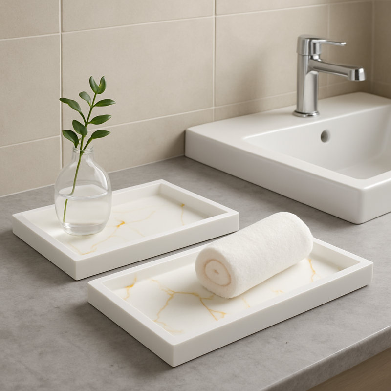 Tray - Bathroom Organizer White Small, Teal
