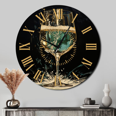 Gold And Emerald Champagne Dream - Champagne Golden Face Wall Clock