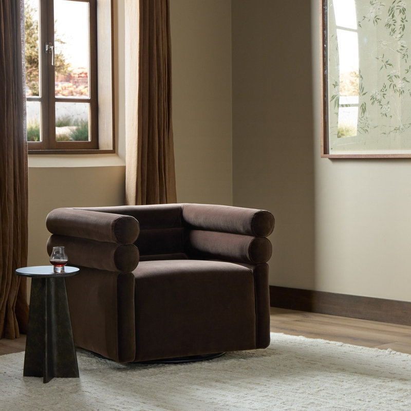 Evie Swivel Chair-Hampton Cream, Surrey Cocoa