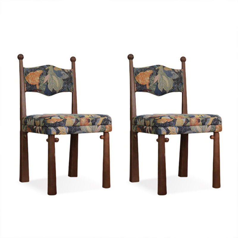 Ensemble de 2 chaises de salle à manger rembourrées en tissu - Bois de frêne massif avec rembourrage en éponge
