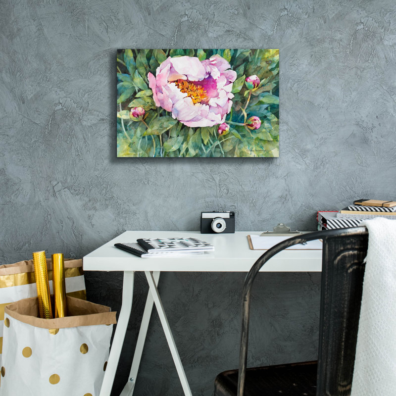 Art mural sur toile, "Le plaisir des pivoines" par Winston Porter, H 12 po x l 18 po x P 0,75 po