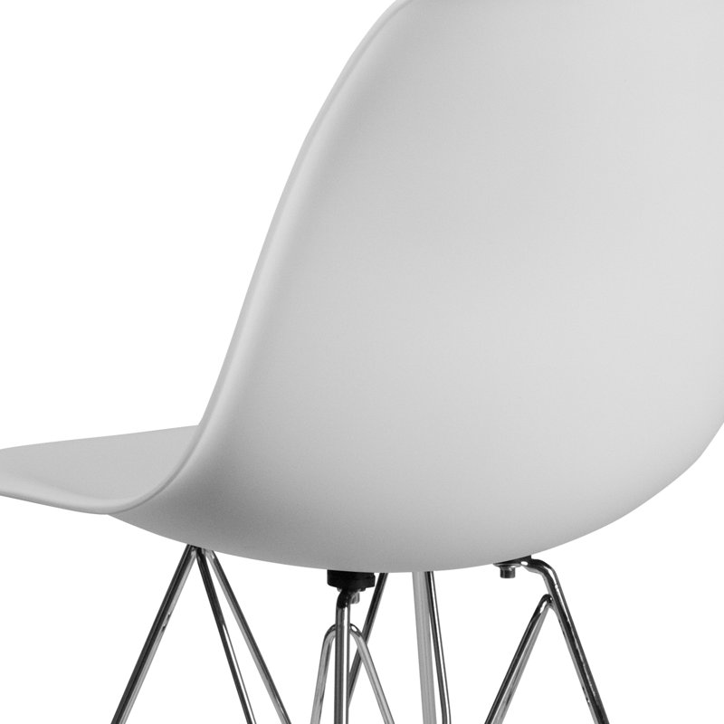 Chaise en plastique Daker avec base chromée, Blanc