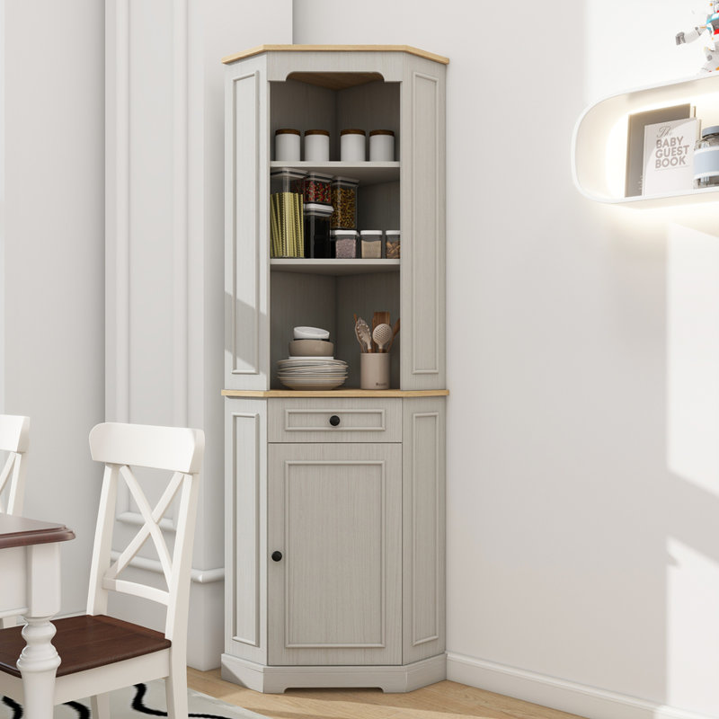 Freestanding Corner Storage Cabinet With 1 Door