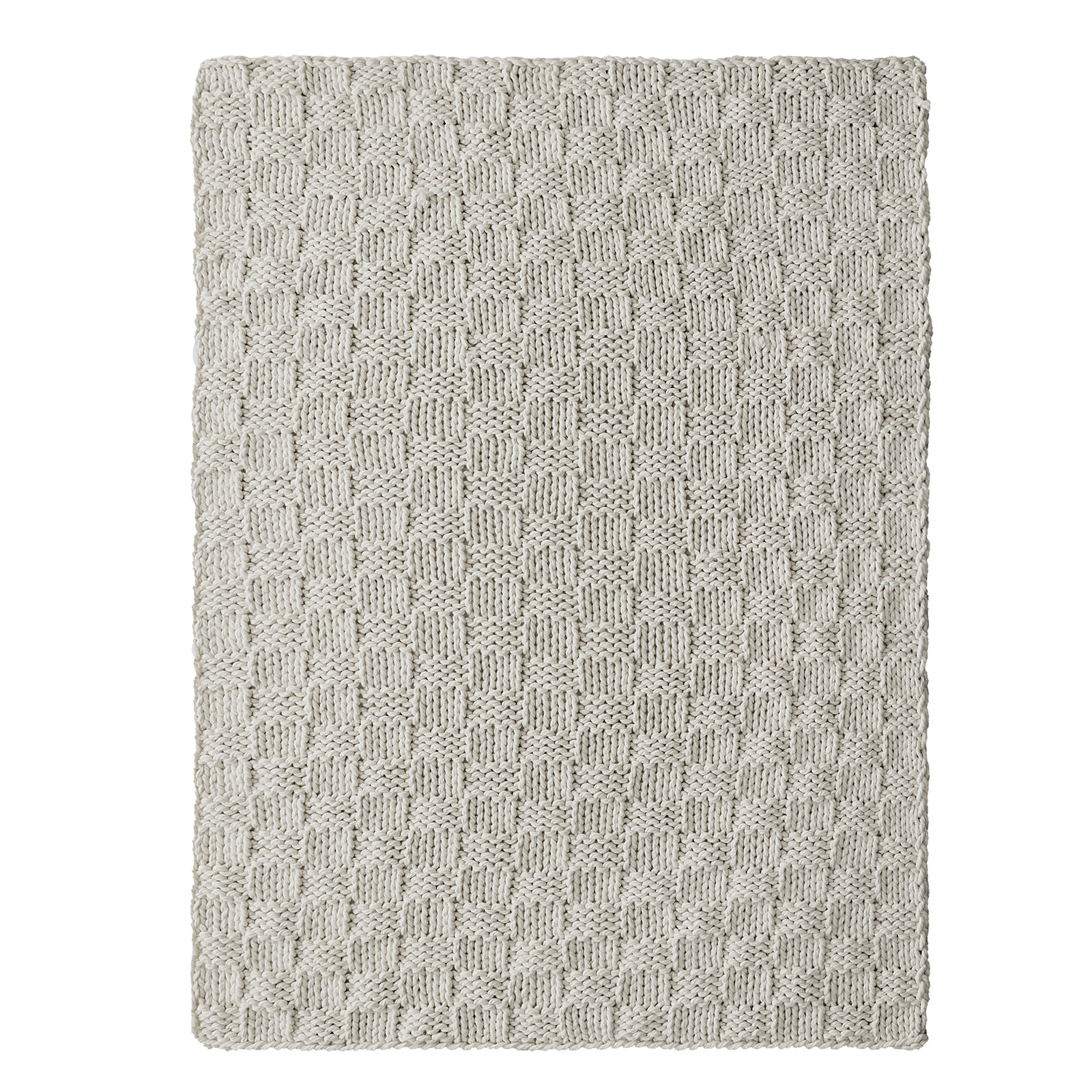 Hand-Knitted Wool Throw Blanket, Gray, 60" L x 50" W