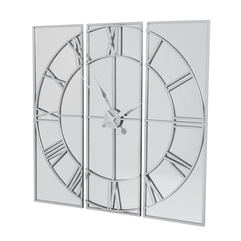 Anetia Panelled Wall Clock, Silver