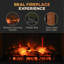 Foyer électrique encastrable 27 po, foyer encastré rétro avec flamme de bûche réaliste, télécommande et luminosité réglable, 1400 W, noir
