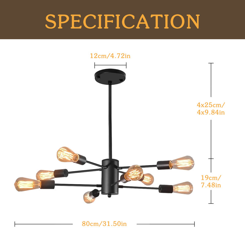 Chare 8 - Light Sputnik Sphere Chandelier, Black