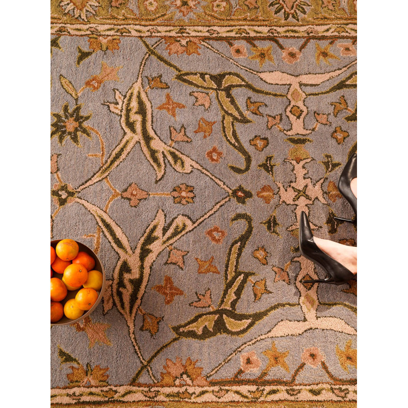 Lisi Hand Tufted Wool Eco-Friendly Area Rugs - Rectangle, Blue Green Color, Oriental Design, High Pile Thick Handmade Anti Skid Area Rugs for Living Room, Bed Room