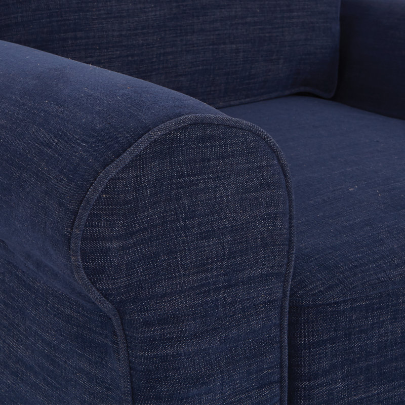 Zanesfield 59.75" Rolled Arm Slipcovered Loveseat, Navy