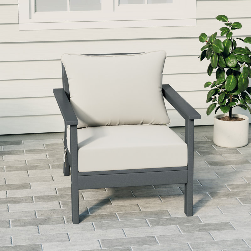 Hydea Deep Seating Chair With Cushions, White, Gray