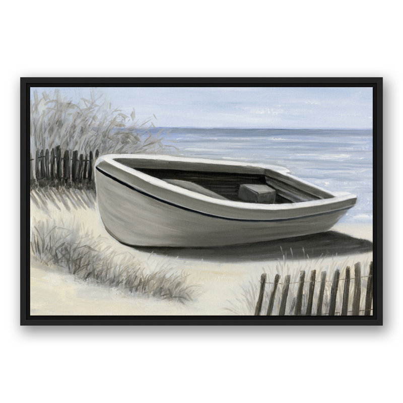Bateau rivé - Peinture sur toile, Toile à cadre flottant noir, H 21,75 po x l 31,75 po x P 1,75 po
