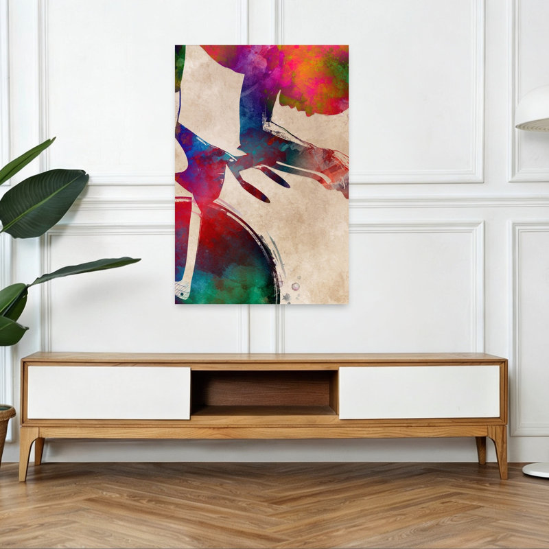 «Dynamic Watercolor Cyclist», art mural contemporain, 48" H x 32" W