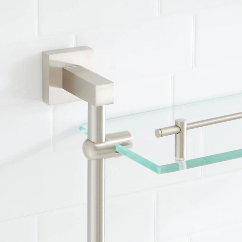 Tablette décorative 17 "à deux niveaux en verre Albury, Nickel brossé