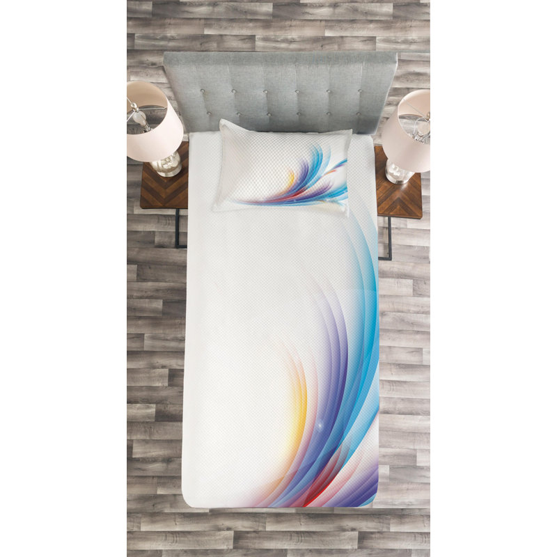 Abstract Modern & Contemporary Polyester Coverlet, Twin Coverlet + 1 Sham