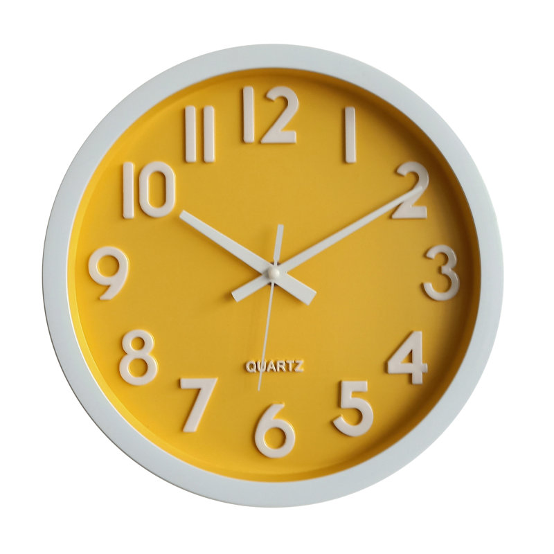 Horloge murale 10 po Hachi, Jaune/blanc