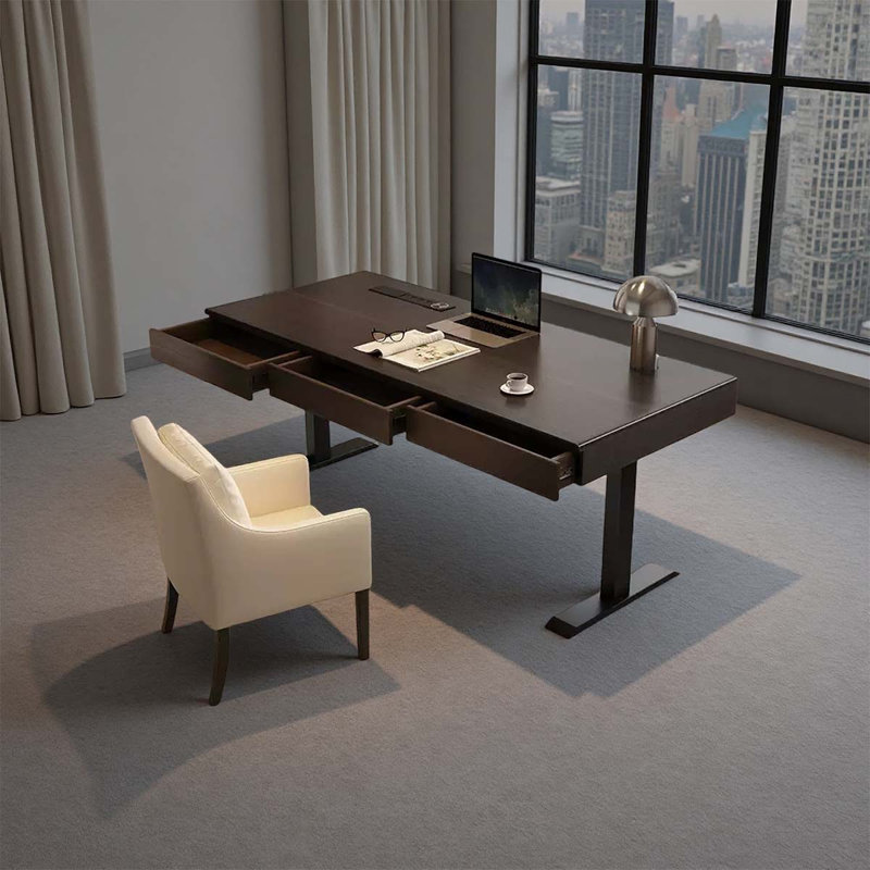 Bureau simple à hauteur réglable, 29.53" H x 55.12" W x 27.56" D