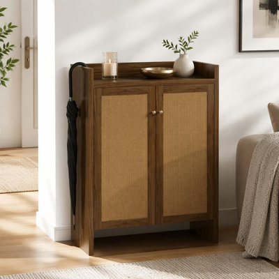 6-Tier Rattan Shoe Cabinet with Adjustable Shelves