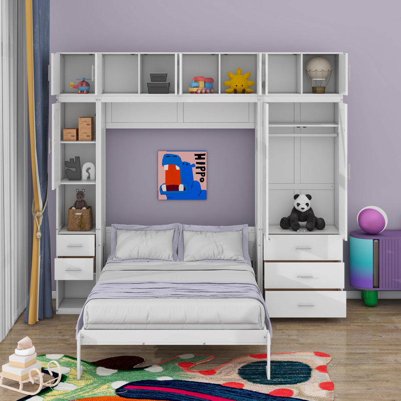 Lit escamotable avec casiers et armoires escamotables, Double