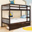 Lit superposé convertible en bois avec tiroirs de rangement et barrières de sécurité-314058103-314058101
