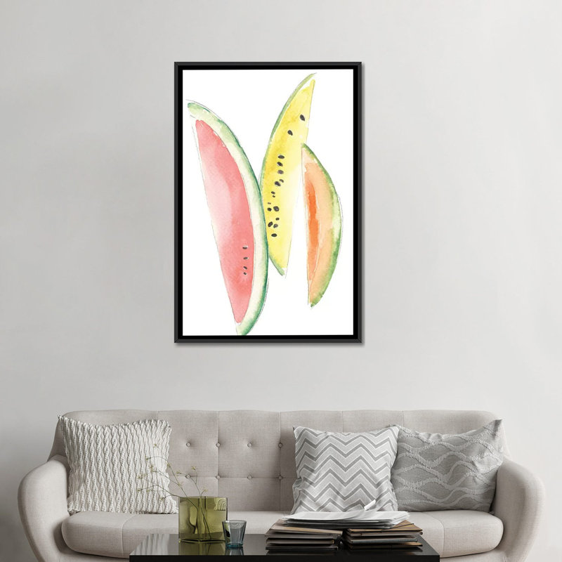 «Melon Slices» par Melissa Selmin - impression sur toile tendue, H 48 po x l 32 po x P 1,5 po, Toile avec cadre noir